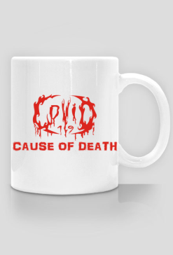 Kubek COVID-19 - 'Cause of Death' logo RED