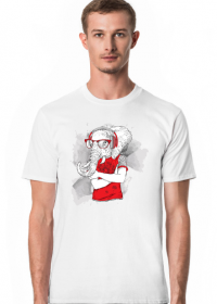 Koszulka męska - Słoń Hipster Czerwony