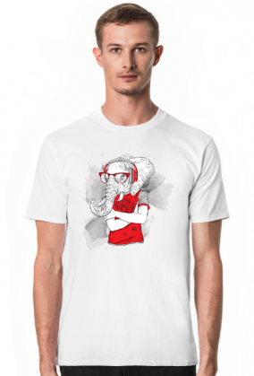 Koszulka męska - Słoń Hipster Czerwony