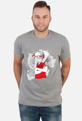 Koszulka męska - Słoń Hipster Czerwony