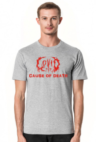 Koszulka COVID-19 - 'Cause of Death' logo Red.