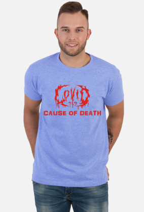 Koszulka COVID-19 - 'Cause of Death' logo Red.