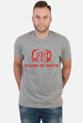 Koszulka COVID-19 - 'Cause of Death' logo Red.