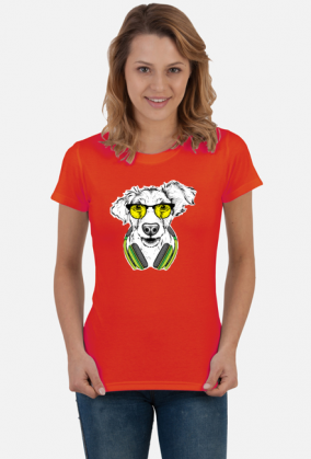 Koszulka damska Gildan - Pies w żółtych okularach