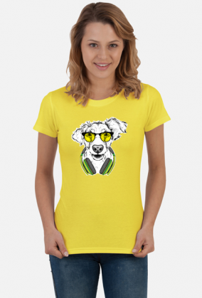 Koszulka damska Gildan - Pies w żółtych okularach