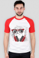 Koszulka męska Baseball - Mops w czerwonych okularach