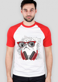 Koszulka męska Baseball - Mops w czerwonych okularach