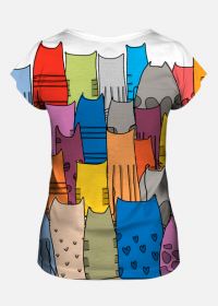 Koszulka damska FullPrint - Koty kolorowe