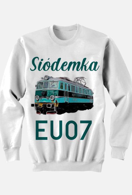 Bluza bez kaptura Fullprint z Lokomotywą EU07-195 ,,Siódemka"