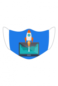 Maseczka kolorowa fullprint - rakieta