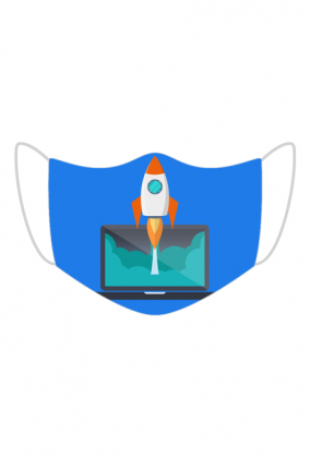 Maseczka kolorowa fullprint - rakieta