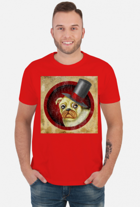 Koszulka męska - Mops w cylindrze