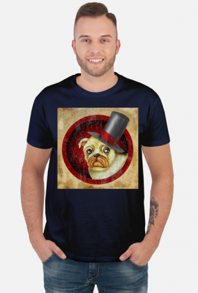 Koszulka męska - Mops w cylindrze