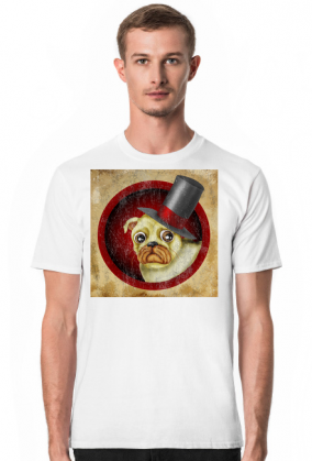 Koszulka męska - Mops w cylindrze