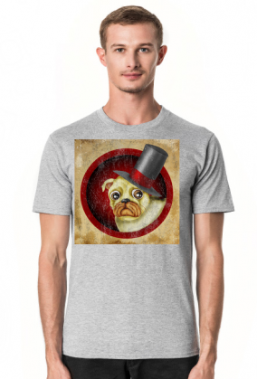 Koszulka męska - Mops w cylindrze