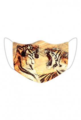 Kolorowa maseczka wielokrotnego uzytku Tygrysy bengalskie