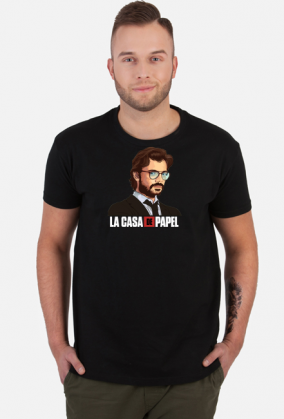 T-SHIRT MĘSKI '' LA CASA DE PAPEL '' DOM Z PAPIERU '' PROFESOR '' HIT - IDEALNY PREZENT!