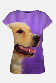 Koszulka damska FullPrint - Golden Retriver fiolet
