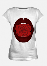 Damska koszulka z ustami z różą