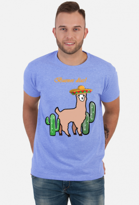 Słodka lama z sombrero wśród kaktusów.