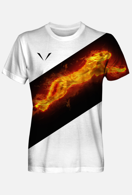 jasna koszulka szybki kot w ogniu dla mężczyzny