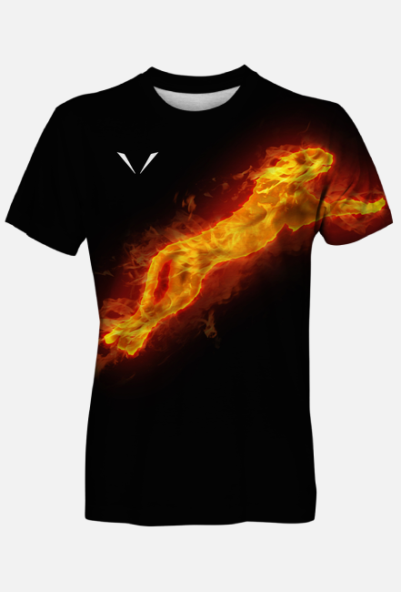 czarna koszulka szybki kot w ogniu black