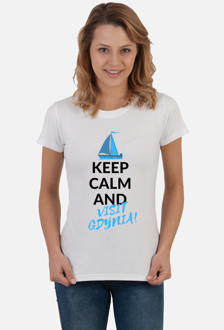 Koszulka damska t-shirt z nadrukiem: Keep calm and Visit Gdynia!