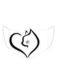 czarno biały wzór dla kobiety kotka z sercem biała