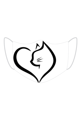 czarno biały wzór dla kobiety kotka z sercem biała