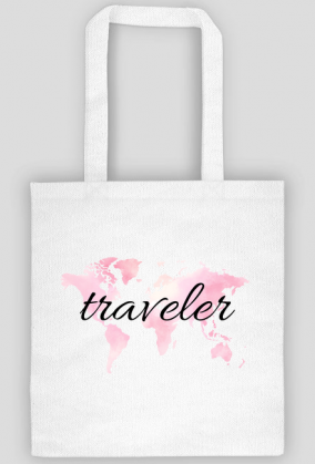 Torba Akwarelowa Mapa Świata Traveler Róż