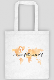 Torba Akwarelowa Mapa Świata Around the world Pomarańcz