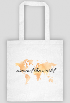 Torba Akwarelowa Mapa Świata Around the world Pomarańcz