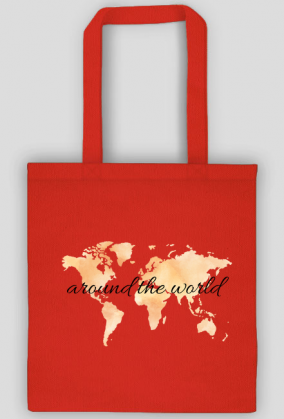 Torba Akwarelowa Mapa Świata Around the world Pomarańcz