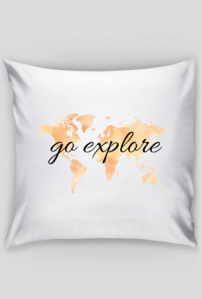 Poduszka Akwarelowa Mapa Świata Go explore Pomarańcz