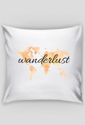 Poduszka Akwarelowa Mapa Świata Wanderlust Pomarańcz