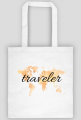 Torba Akwarelowa Mapa Świata Traveler Pomarańcz