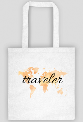 Torba Akwarelowa Mapa Świata Traveler Pomarańcz