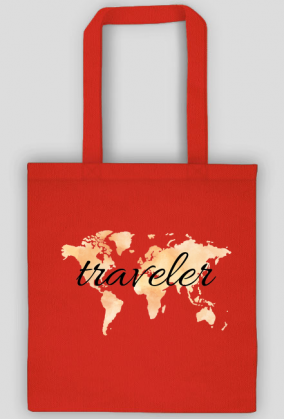 Torba Akwarelowa Mapa Świata Traveler Pomarańcz