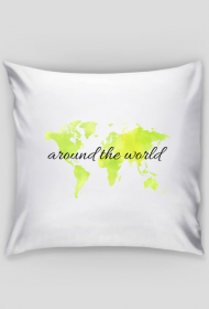 Poduszka Akwarelowa Mapa Świata Around the world Neon