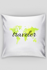 Poduszka Akwarelowa Mapa Świata Traveler Neon