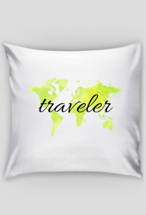 Poduszka Akwarelowa Mapa Świata Traveler Neon