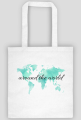 Torba Akwarelowa Mapa Świata Around the world Turkus