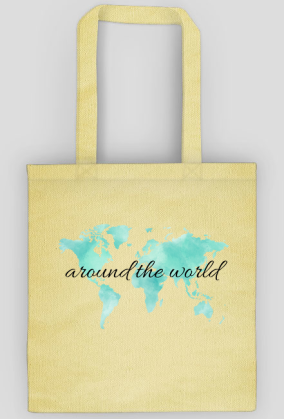 Torba Akwarelowa Mapa Świata Around the world Turkus