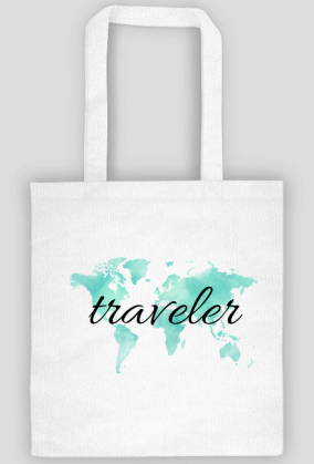 Torba Akwarelowa Mapa Świata Traveler Turkus