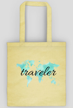 Torba Akwarelowa Mapa Świata Traveler Turkus