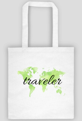 Torba Akwarelowa Mapa Świata Traveler Zieleń