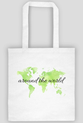 Torba Akwarelowa Mapa Świata Around the world Zieleń