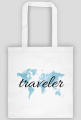 Torba Akwarelowa Mapa Świata Traveler Niebieska