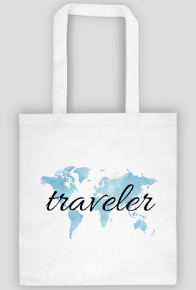 Torba Akwarelowa Mapa Świata Traveler Niebieska