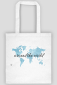 Torba Akwarelowa Mapa Świata Around the world Niebieska
